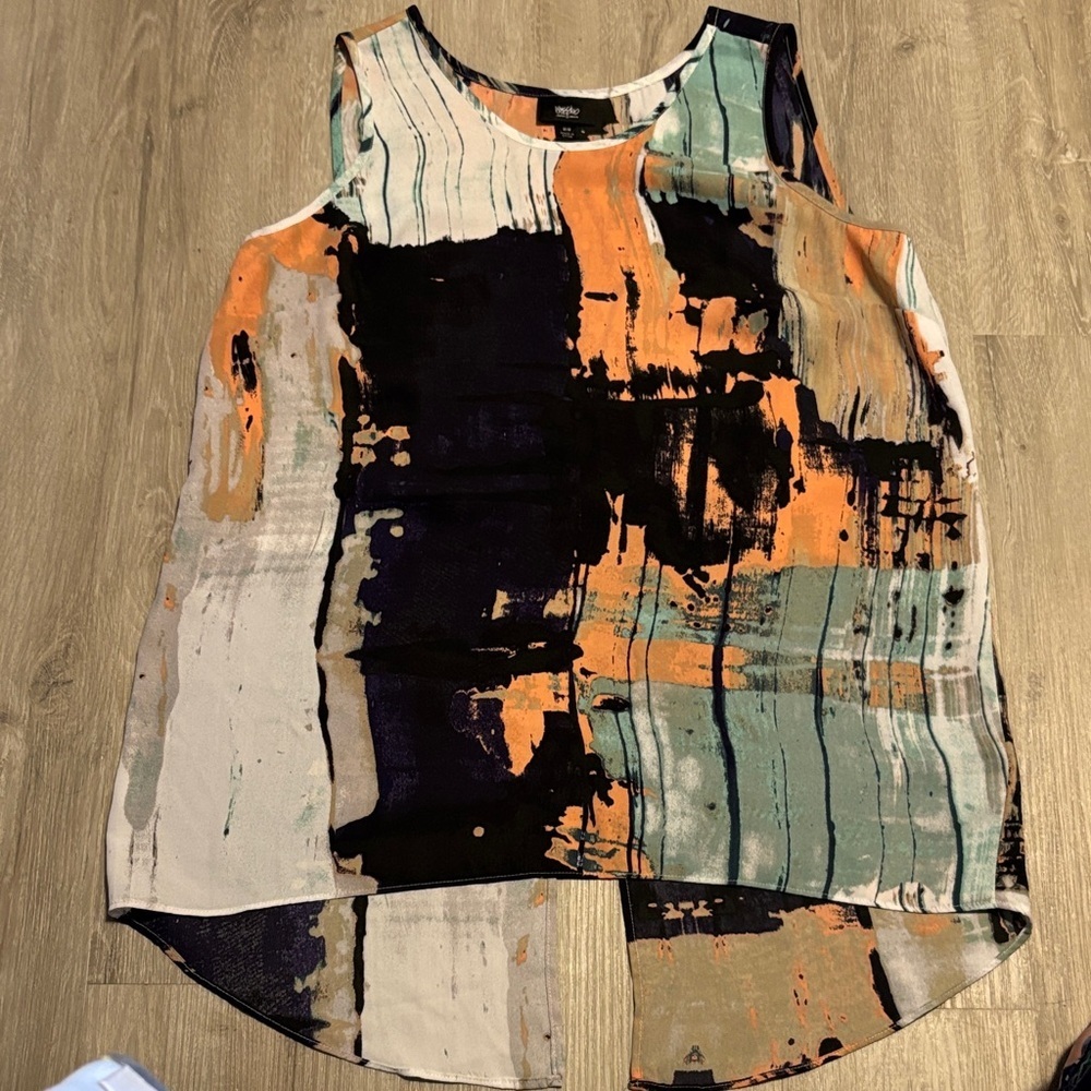 Mossimo Supply Co. Abstract Tank Top - Orange, Black, Cream
